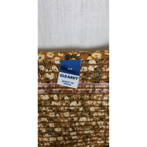 Old Navy Top Blouse 4X Smock Peplum Hem Puff Sleeves Multicolor Floral Boho - Picture 3 of 5